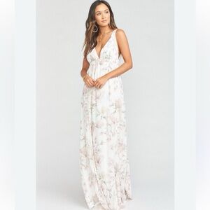 Show Me Your MuMu Women's Ivory Pink Floral Ava Maxi Dress Sleeveless Large